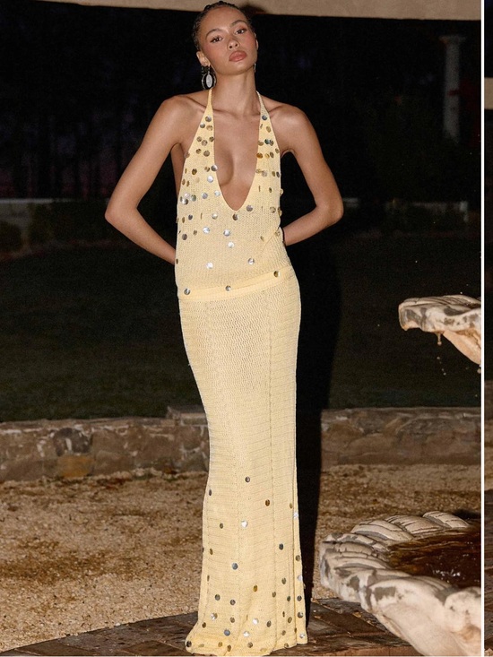 Peppermayo Dresses & Skirts - Yellow Embellished Crochet Skirt Set